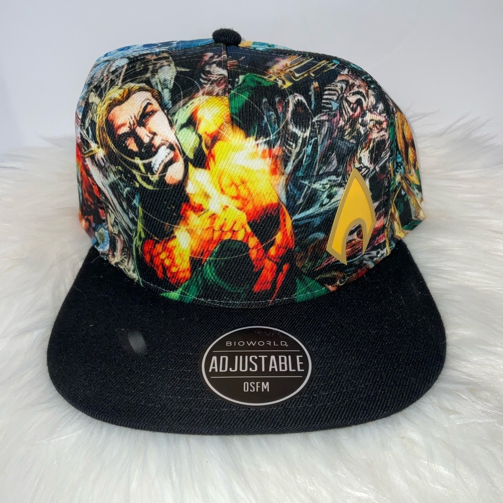 NWT DC COMICS AQUAMAN SUBLIMATED SNAPBACK HAT BIOWORLD
